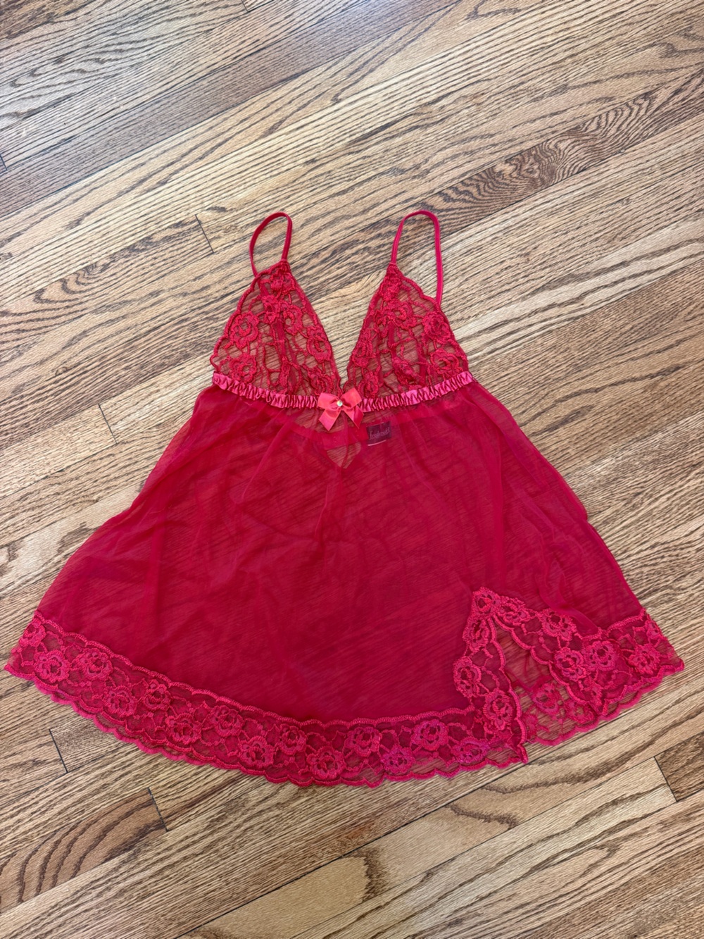 Frederick’s of Hollywood Red Lace Babydoll Chemise Vintage Lingerie | Sz S